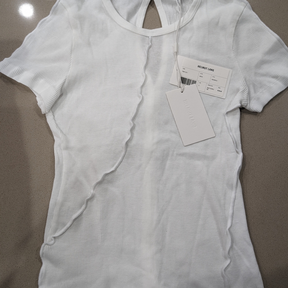 Helmut Lang Ribbed White Short Sleeve Tee